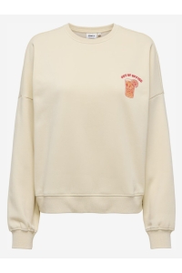 ONLY ONLLINY L/S O-NECK PRINT CS SWT ecru/out of office