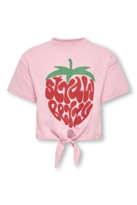 Only Kids KMGIDA SS TIE PRINTED TEE JRS romance rose/strawberry