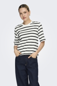 ONLY ONLSOPH S/S STRIPE TOP JRS cloud dancer/black