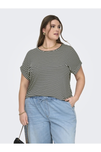 Carmakoma CARMOSTER STRIPE S/S O-NECK TOP JRS:
