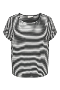 Carmakoma CARMOSTER STRIPE S/S O-NECK TOP JRS: night sky/cloud dancer