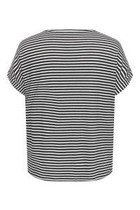 Carmakoma CARMOSTER STRIPE S/S O-NECK TOP JRS: night sky/cloud dancer