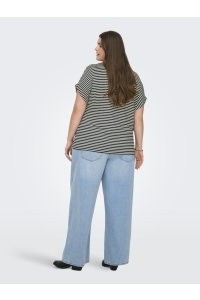 Carmakoma CARMOSTER STRIPE S/S O-NECK TOP JRS: night sky/cloud dancer