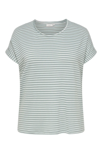 Carmakoma CARMOSTER STRIPE S/S O-NECK TOP JRS: jadeite/cloud dancer