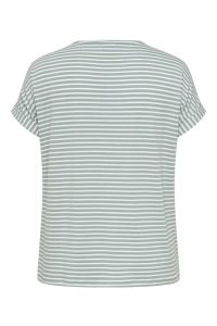 Carmakoma CARMOSTER STRIPE S/S O-NECK TOP JRS: jadeite/cloud dancer
