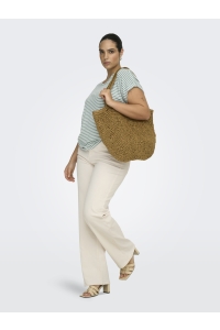 Carmakoma CARMOSTER STRIPE S/S O-NECK TOP JRS: jadeite/cloud dancer