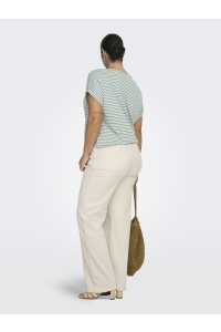 Carmakoma CARMOSTER STRIPE S/S O-NECK TOP JRS: jadeite/cloud dancer