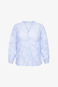 Carmakoma CARTORRA L/S V-NECK STRIPE TOP WVN cashmere blue