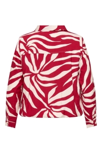 Carmakoma CARCAMILLE L/S V-NECK BLOUSE AOP barbados cherry/monochrome leave
