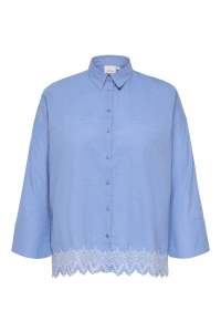 Carmakoma CARGRACES TULUM LS EMB SHIRT WVN blue bonnet/bright white emb