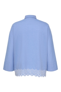 Carmakoma CARGRACES TULUM LS EMB SHIRT WVN blue bonnet/bright white emb