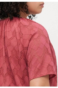 carmakoma CARMETTA LIFE V-NECK SS TOP WVN NOO: raspberry