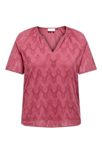 carmakoma CARMETTA LIFE V-NECK SS TOP WVN NOO: raspberry