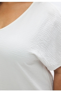 carmakoma CARMETTA LIFE V-NECK SS TOP WVN NOO: cloud dancer