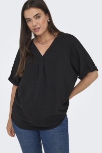 carmakoma CARMETTA LIFE V-NECK SS TOP WVN NOO: black