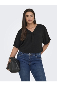 carmakoma CARMETTA LIFE V-NECK SS TOP WVN NOO: black