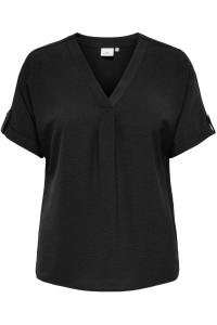 carmakoma CARMETTA LIFE V-NECK SS TOP WVN NOO: black