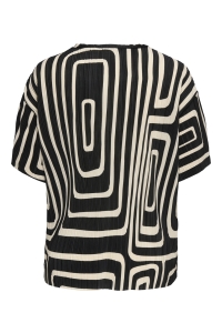 carmakoma CARRAVENNA S/S PLISSE AOP TOP JRS N: black/oatmeal graphic