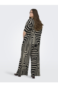 carmakoma CARRAVENNA S/S PLISSE AOP TOP JRS N: black/oatmeal graphic