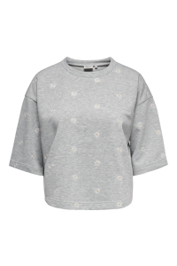 ONLY ONLLUNA 3/4 O-NECK UB SWT light grey melange/small ditsy c