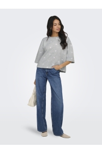 ONLY ONLLUNA 3/4 O-NECK UB SWT light grey melange/small ditsy c