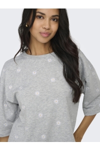 ONLY ONLLUNA 3/4 O-NECK UB SWT light grey melange/small ditsy c