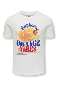 ONLY KOGBOLETTE LIFE S/S TOP JRS cloud dancer/orange vibes