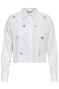 ONLY ONLRITI L/S PEARL SHORT SHIRT WVN bright white/pearl flowers