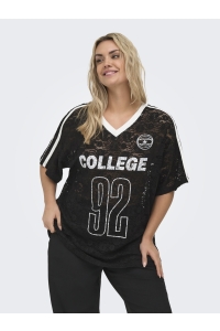 Carmakoma CARKIA S/S O-NECK LACE TEE JRS black/white