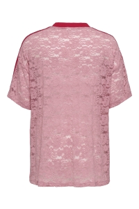 Carmakoma CARKIA S/S O-NECK LACE TEE JRS romance rose/barbados cherry