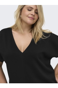 Carmakoma CARLISE CAPSLEEVE V-NECK ABK DRESS : black