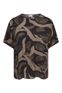 Carmakoma CARVILMA S/S BOATNECK TOP AOP shopping bag/upscaled palm aop