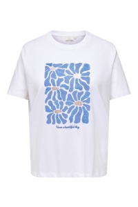 Carmakoma CARALBERTE S/S BOXY TEE JRS bright white/big front flowie