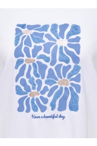 Carmakoma CARALBERTE S/S BOXY TEE JRS bright white/big front flowie