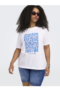 Carmakoma CARALBERTE S/S BOXY TEE JRS bright white/big front flowie