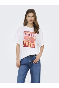 ONLY ONLMILA S/S PRINT BOX JRS bright white/mila bittersweet fr