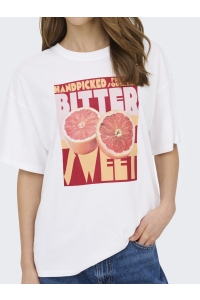 ONLY ONLMILA S/S PRINT BOX JRS bright white/mila bittersweet fr