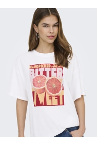 ONLY ONLMILA S/S PRINT BOX JRS bright white/mila bittersweet fr