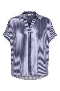 Carmakoma CARYASMIN SHIRT S/S WVN NOOS peacoat/white