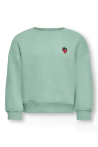 ONLY:KIDS ONLY KMGSWEAT L/S CREW EMB LOOSE SWT NOO: aqua foam/emb strawberry