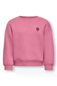 ONLY:KIDS ONLY KMGSWEAT L/S CREW EMB LOOSE SWT NOO: cashmere rose/emb strawberry