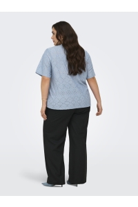 Carmakoma CARHELLEN S/S V-NECK BLOUSE JRS faded denim