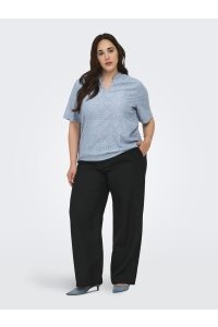 Carmakoma CARHELLEN S/S V-NECK BLOUSE JRS faded denim