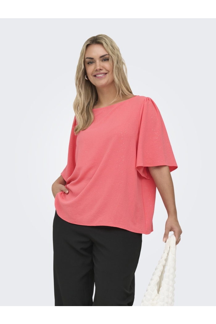 Carmakoma CARJOSEE METTA 2/4 BOATNECK TOP WVN sugar coral/glitter