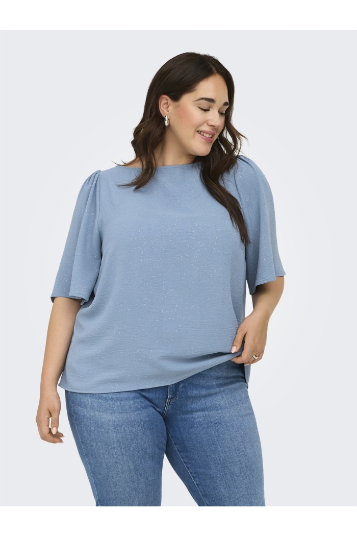 Carmakoma CARJOSEE METTA 2/4 BOATNECK TOP WVN faded denim/glitter