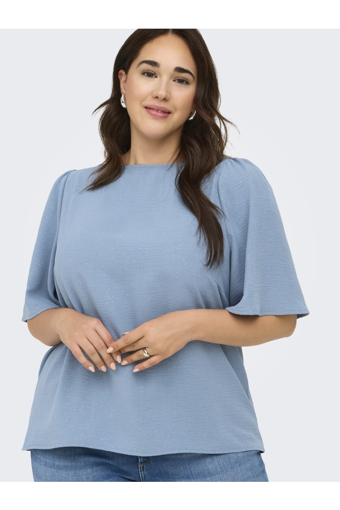 Carmakoma CARJOSEE METTA 2/4 BOATNECK TOP WVN faded denim/glitter