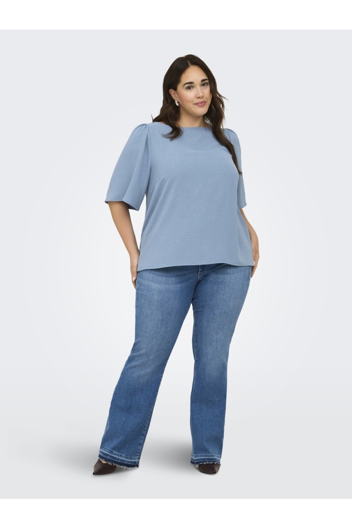 Carmakoma CARJOSEE METTA 2/4 BOATNECK TOP WVN faded denim/glitter