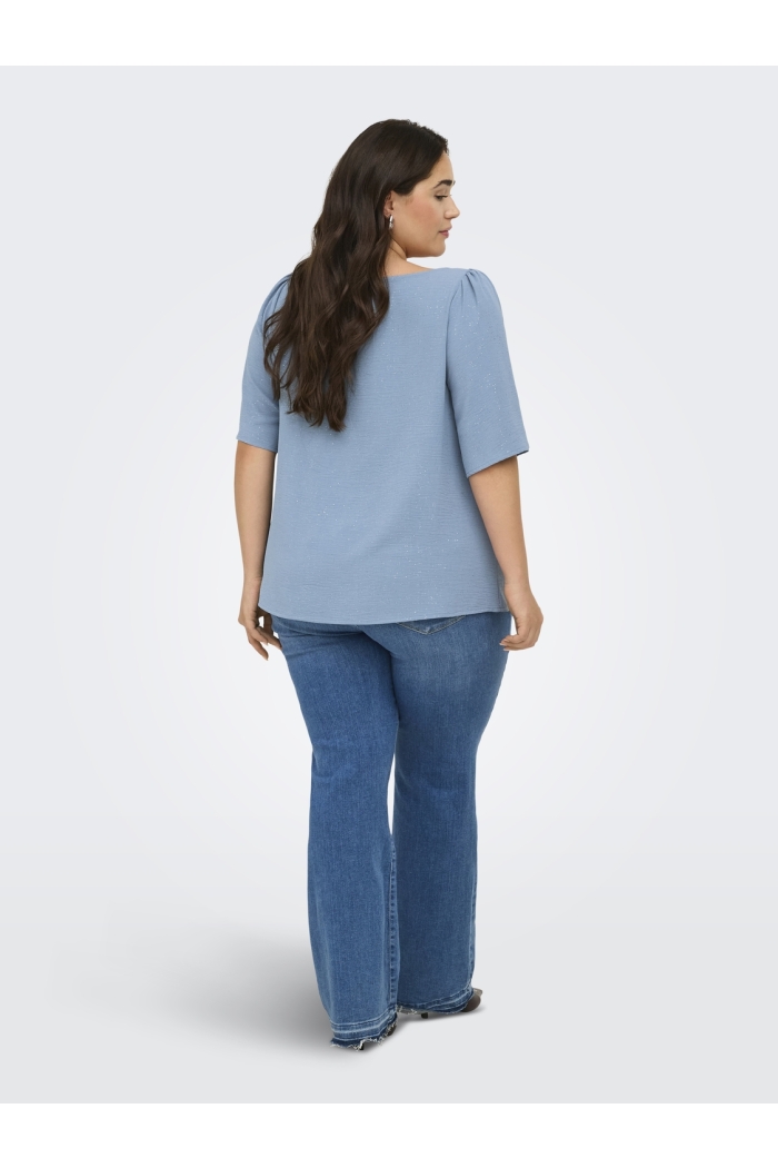 Carmakoma CARJOSEE METTA 2/4 BOATNECK TOP WVN faded denim/glitter