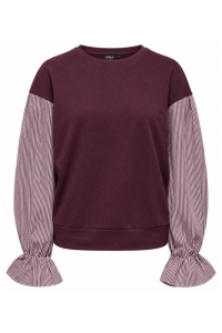 ONLY ONLNINA L/S O-NECK MIX CS SWEAT fig/fig striped sleeves