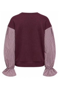 ONLY ONLNINA L/S O-NECK MIX CS SWEAT fig/fig striped sleeves
